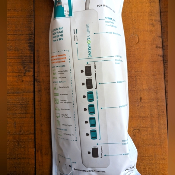 Simply Conserve Tier 1, 7-Outlet Advanced Power Strip - Picture 5 of 5